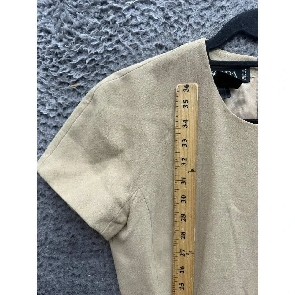 Vintage Escada By Margaretha Ley Wool Midi Sheath Dress Beige Womens Size S/M